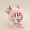 Berets Elch Antlers Baby Hut Winter warm gestrickte Jungen Girl Cap Ohrschutz Hüte Feste Farbe Kinder Kinder süße Mützen Motorhaube