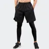 LU Men's Tight and Fake Two Piece Pants LL Zip Pocket Quick Dry High Elastic Outdoor Running Basketball Training Pants