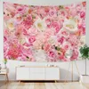 Гобелены Красивый гобелен с кустом роз на стене Романтический свежий стиль гобелен Свадебный фон