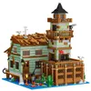 Blokkeren MOC CITY OUDE VISSING WINKEL WHARF VISSERMAN CABIN MINI MATGERE BOUW IDEE STRAAT VIEUW HOUTEN HUIS BAKKEN TOEY VOOR KINDEREN 230814