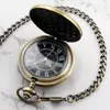 Pocket regarde toutes les bronze Roman Digital Watch Steampunk rétro pour femmes pour femmes pendentif collier de quartz minimalisme