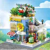 Blocks Creative Mini Succulent Flower Shop Streetview Building Blommor House Architecture Brick Decor Puzzle Toy for Kids Gift R230814