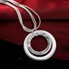 Hängen 925 Sterling Silver Exducite Noble Luxury Charm Fashion Women Lady Charms Wedding Circle Halsband 18 tum smycken