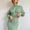 Casual Dresses Party Fashion Green Elegant Ladies Long Sleeve Knitted Corset Slim Clothes Fall Autumn For Women Arrival 2023