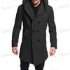 Mens Winter Wool Coat Autumn Mens Long Trench Coat Cotton Casual Woollen Men Overcoat Mens Coats and Jackets Asian S-3XL T230814