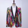 Men s Suits Blazers Shiny Rainbow Sequin Shawl Collar Suit Jacket Men Bling Glitter Nightclub Prom Blazer Male Stage Clothes for Singers 2XL 230814