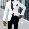 Męskie garnitury białe biznesmeny blezery groom smoking Mężczyźni na ślub Slim Fit Orvegroom Zużycie 2 -cece Płaszcz Spodnie Kostium Homme