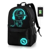 2023 Backpack Bag del computer Student School Bag Men and Women Glow-in-the-Dark USB Music Kid Casual Zackpack