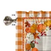 Curtain Thanksgiving Pumpkin Wood Grain Short Curtains Kitchen Cafe Wine Cabinet Door Window Small Home Decor Drapes