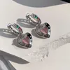 Orecchini a cerchio Fashion Pink Zircon Love Heart Earrings for Women Girls Party Wedding Korean Y2K Gioielli alla moda EH1232