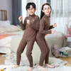 Clothing Sets Autumn Winter Thermal Underwear Suit Girls Boys Pajama Baby No Trace Warm Sleepwear Candy Colors Kids Clothes 230814