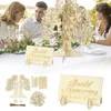 Fournitures de fête Livre d'amis de mariage 3D Signer des arbres Signe de l'arbre gravé Nom Gravé en bois Pendentif Drop Ornements Table Cadeaux de décoration