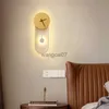 Lâmpadas de parede Lâmpada de parede LED com relógio Luxo nórdico simples e moderno para o hotel a cabeceira da sala de estar luminária preta/ouro HKD230814