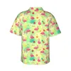 Camicie casual maschile esotiche flamingos rosa maschile hawaiano bottone corta abbottimo spiaggia floreale tropicale