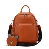 Borse da scuola Trendy Leather Women Backpack Vintage PU Daypack Mochilas Crossbody Casual Travel Borse da viaggio Stuckack per studenti retrò