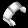 Bangle Silver Color Opening Bangles Smooth And Shiny Surface Wide Width Eye-Catching Personality Design Wedding Jewelry