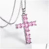 Colliers pendents Diamond Stone Cross Pendants Collier Bijoux Platinum Hommes Femmes Amourre Couple Couple Religieux Drop Livraison Dhol2