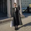 Trench feminina CAATS VERSÃO COREIRA HEPBURN Black Windbreaker Coat Long Spring e Autumn Temperament Overcoat Z2503