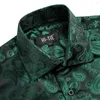 Chemises décontractées pour hommes Hi-Tie Black Green Silk Sleeves courtes Menties Spring Summer Hawaii Jacquard Paisley Shirt Blouse Blouse Malou Mouding Office xxxl