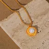 Anhänger Halsketten Canner 316L Edelstahl Halskette Französisch 18k Gold plattiert verdrehte Kuhhornbrot Runde Perlen Geschenk