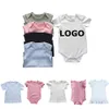 Benutzerdefinierte Babykleidung Sets 100% gekämmter Baumwolloben Strampler Organic Plainer Summer White Wholesale Kleidung