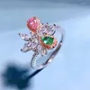 Küme halkaları Springlady 925 STERLING Gümüş 3 5mm Armut Kesim Laboratuar Safir Emerald Yüksek Karbon Elmas Taş İnce Yahudi Alyans