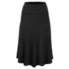 Saias Moda feminina Loja Casual Casual Elastic High Slim Slim Fit Skirt Midi com bolsos vintage plissados