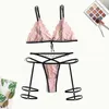 Set sexy sexy da donna set da donna set porno amore da ricamo da ricamo da parte di mesh erotico trasparente micro bikini reggiseni set di mutandine del reggiseni di bikini pajamas hkd230814