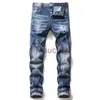 Heren jeans mannen scheurden Skinny Denim Jeans Blue Holes Jeans Italiaanse stijl stretch denim broek hoge kwaliteit mannelijke slanke denim broek 38 J230814