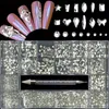 21 Grids Nail Art Rhinestones Kit 2000pcs okrągłe kształty i 360pcs Multi Shapes Zestaw Rhinestones, 3D Flatback Crystal Nail Klejnoty z podwójnie podwójnym długopisem