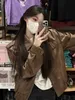 2023 Autumn Pure Desire Style New Imitation Sheepskin Coffee Pu Leather Coat Women's Leather Jacket Versatile and Slim