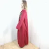 Vêtements ethniques Ramadan Fashion Femmes Élégant Robe de couleur solide avec dubai dames robe musulman asiatique