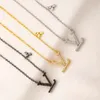 Marca Designer Pingentes Colares Link Chain Real Banhado A Ouro com Selo de Aço Carta de Cristal Gargantilha Pingente Colar Acessórios de Jóias Presentes de Amor