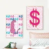 Pink Punk Canvas Målning Fashion Glamour Affischer and Prints Collection Smiley Face Dollar Sign Picture Wall Art Living Room Bar Home Decor WO6