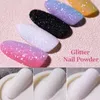 Glitter de unha Shinning Iridescent prateado preto açúcar em pó branco cor UV UV Polish cromado pigmento pó Nails Decoração de arte 230814