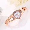 Wristwatches Fine Chain Bracelet Watch For Women Fashion Diamond Stainless Steel Circular Dial Quartz Analog