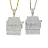 Charms Lucky Letters 777 Подвеска Полный заморожен BLING 5A Кубический цирконий CZ Двухтонный цвет мальчик мальчик прохладное ожерелье Хип -хоп ювелирные изделия 230814