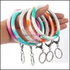 سلاسل المفاتيح الحبل Sile Round Bracelet Ceychain Camouflage Woman Two Circle Wristlet Key Ring Creative Bangle Holder Party Dhhho