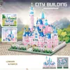 Bloklar 6718pcs Mimarlık Eğlence Parkı Yapı Blokları Pembe Prenses Kalesi 3D Model Mini Elmas Bloklar Çocuklar İçin Oyuncaklar R230814
