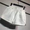 Women's Shorts Gowyimmes Spring Casual Women Big Size Girl Solid Flash Wide Leg Summer Lady Elastic Waist Outwear 1156