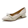 Dress Shoes Pointy Heels Low Thick Heels Women Shoes Female Pumps Nude Flats Fashion Office Work Wedding Party Shoes Ladies Low Heel Shoes J230815