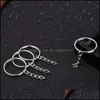 Keychains Lanyards Polished Sier Color 30Mm Keyring Keychain Split Ring With Short Chain Key Rings Women Men Diy Chains Accessories Dhtc7