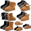 2023 Mini botas de nieve It Fluffy Esigner Botas Mujeres Invierno Australia Plataforma Ug Bota Zapatilla de piel Tobillo Zapatos de lana Piel de oveja Cuero real