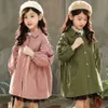 Jackets Mädchen Kinder Modes Trench Mäntel Perlen Jackets Kinder Großmädchen Casual Cotton Jacket Overkoats Kinder Kleidung R230812