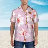 Mäns avslappnade skjortor kortärmad körsbärsblomma blommor skjorta strandkläder personlighet toppar