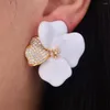 Collier Boucles d'oreilles Ensemble Missvikki 40 mm Begonia Flowers Design Ring Fashion Luxury Géométrie irégulaire Oreille d'oreille PAVE CUBIQUE FULLE CUBIQUE