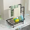 Küchenlager Organizer Waschbecken Rack Schwammhalter Handtuch Abflussschale mit Abflusswanne