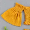 Set di abbigliamento Moda estiva Kid Neonate Set di vestiti Manica corta Spalle Crop Top Pantaloncini Set di abiti per fascia