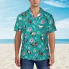 Chemises décontractées pour hommes Horse Flower Match Mens Hawaiian Sleeve Bouton Down Down Place Tropical Floral