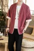 Mäns västar Summer Linen Kimono Long Cardigan Ytterkläder Rockar Fashion Streetwear Kort lösa manliga jackor Casual Overrock 3XL 4XL 5XL 230812